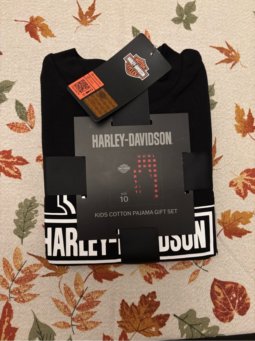 Harley-Davidson Black Kids Cotton Tee & Pants Set with White Logo